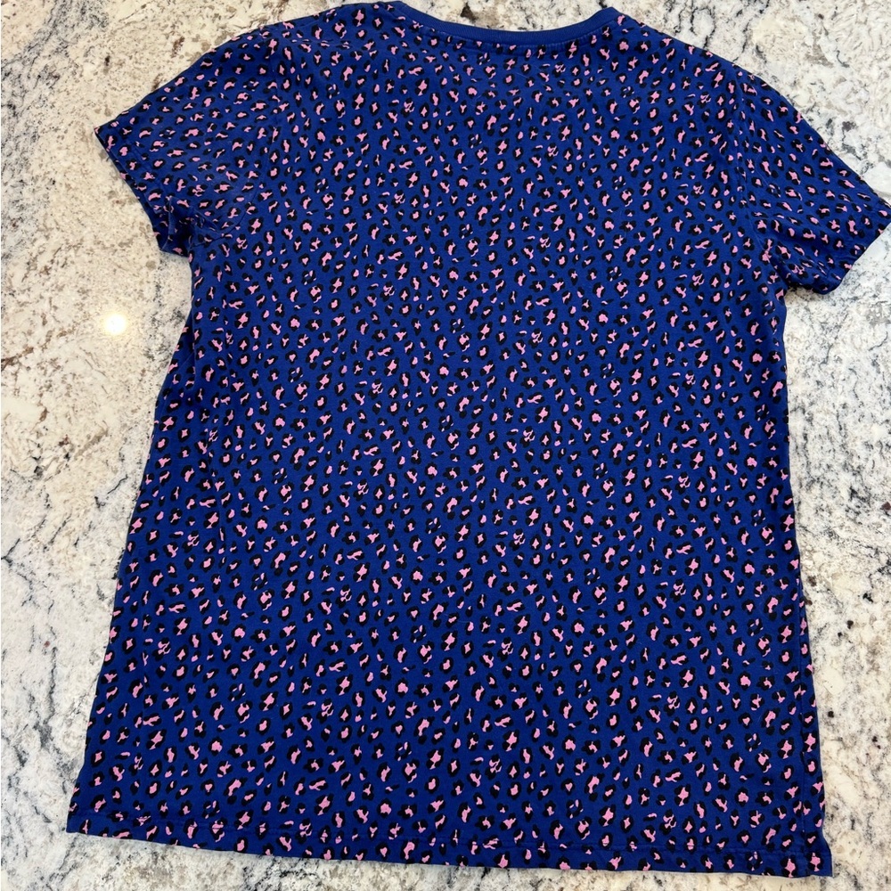 Levi’s Perfect Crew Leopard Print Tee Blue Pink Short Sleeve Size Medium - Picture 7 of 7